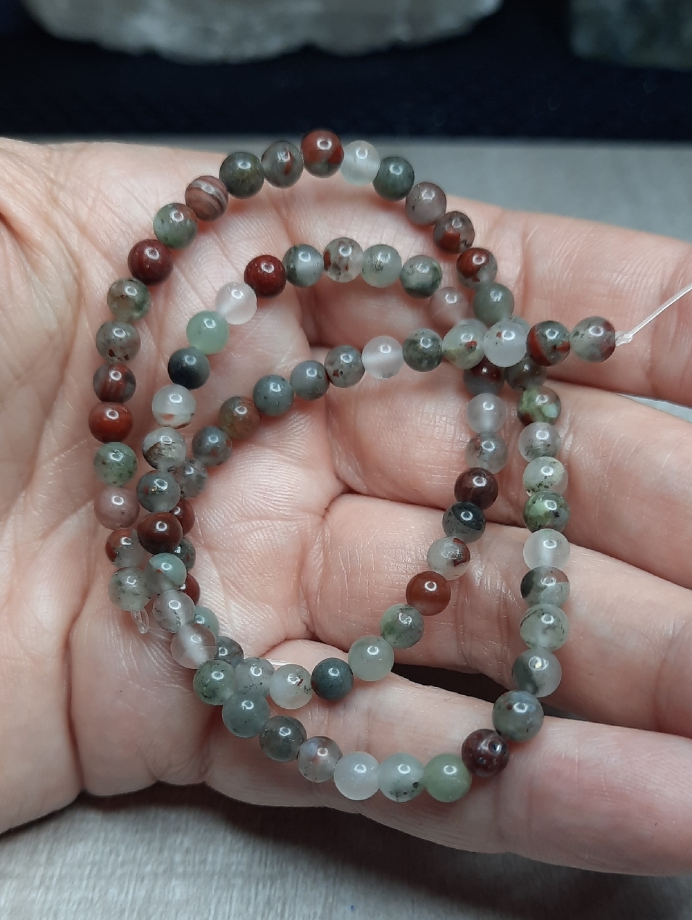 4mm African Bloodstone Round Bead Strand - 15 Inch